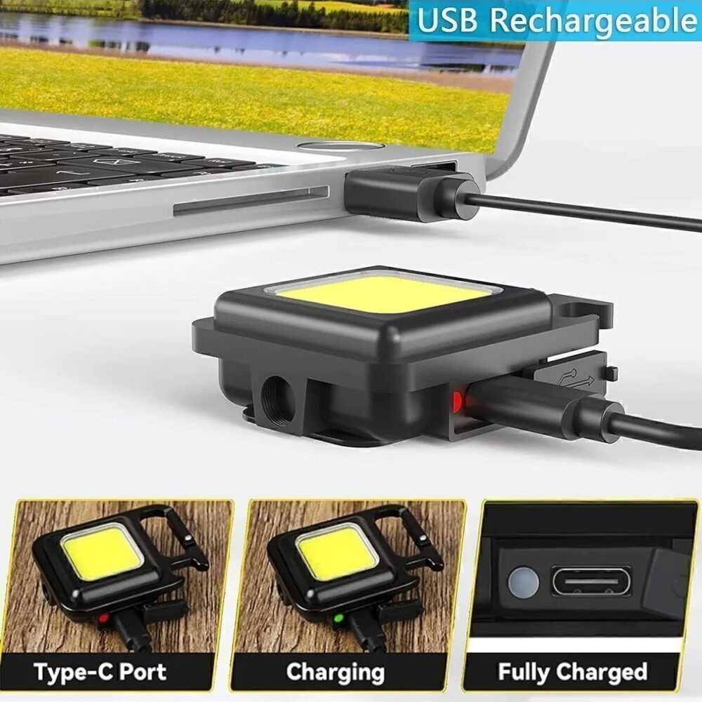Kare Mini Şarjlı 3 Fonksiyonlu Mıknatıslı LED Işık