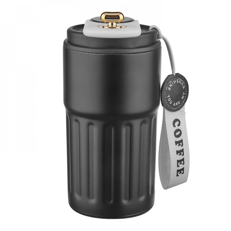 Termos 440 ml Siyah – logo baskılı promosyon vakumlu termos